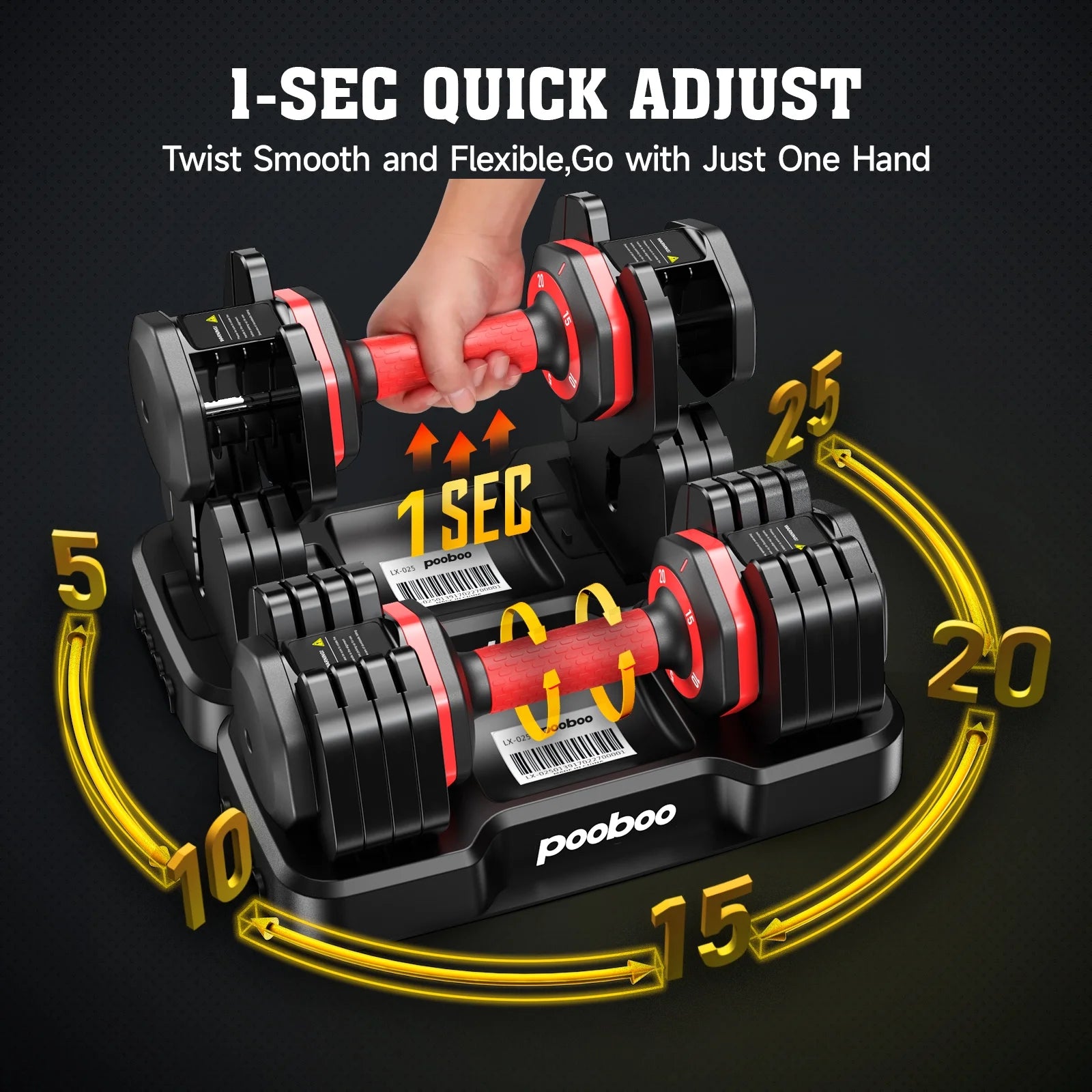 (1 Pair)  50Lbs Quick Select Adjustable Dumbbells for Home Gym 5 in 1 Free Weights 5/10/15/20/25Lb/50Lb Dumbbell with Anti-Slip Handle, Suitable for Home Gym Exercise Equipment (1 Pair)  50Lbs Quick Select Adjustable Dumbbells for Home Gym 5 in 1 Free Weights 5/10/15/20/25Lb/50Lb Dumbbell with Anti-Slip Handle, Suitable for Home Gym Exercise Equipment