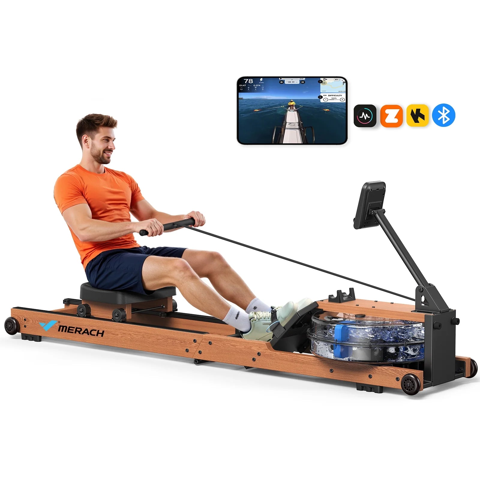 Water Rowing Machines for Home, Foldable Row Machine with 400LBS Weight Capacity, Dedicated Monitor and Comfortable Seat, Free  App for Immersive Water Rower Water Rowing Machines for Home, Foldable Row Machine with 400LBS Weight Capacity, Dedicated Monitor and Comfortable Seat, Free  App for Immersive Water Rower