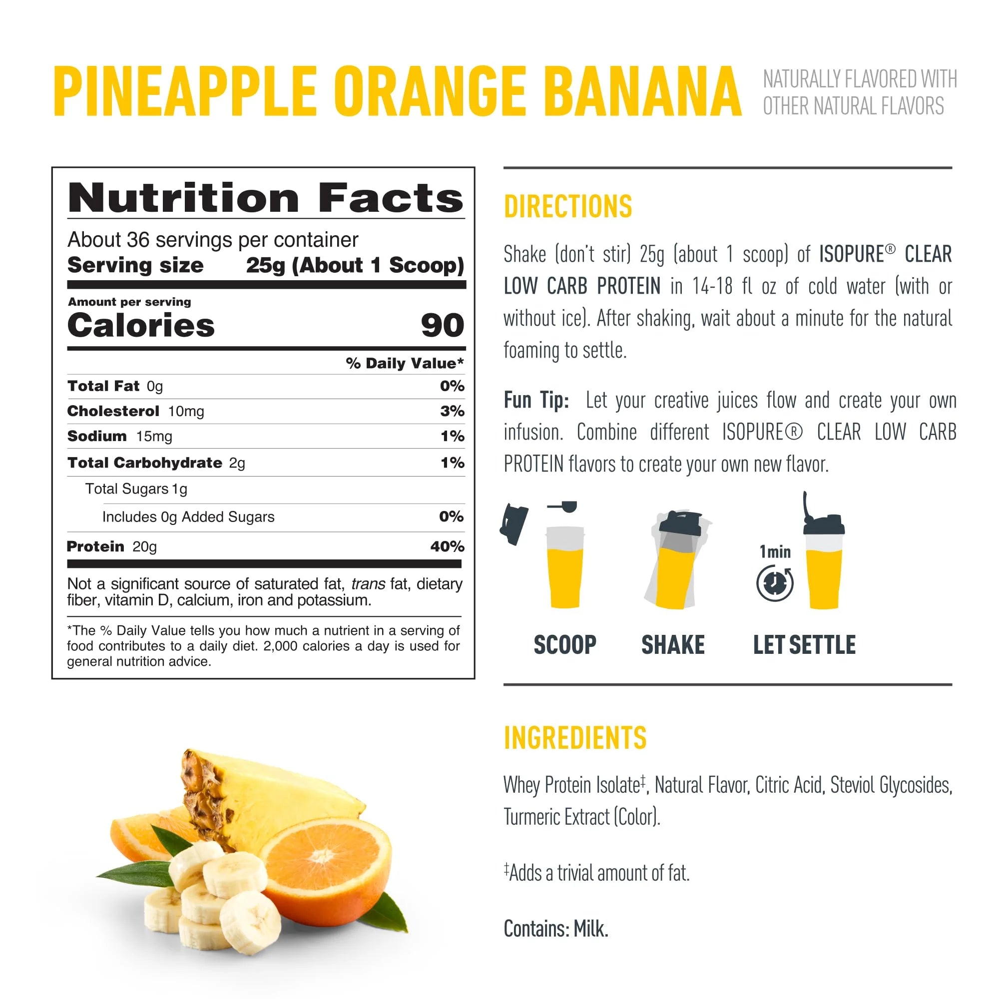 , Infusions 100% Whey Protein Isolate, 20 G Protein Powder, Pineapple Orange Banana, 1.98 Lb, 36 Servings , Infusions 100% Whey Protein Isolate, 20 G Protein Powder, Pineapple Orange Banana, 1.98 Lb, 36 Servings
