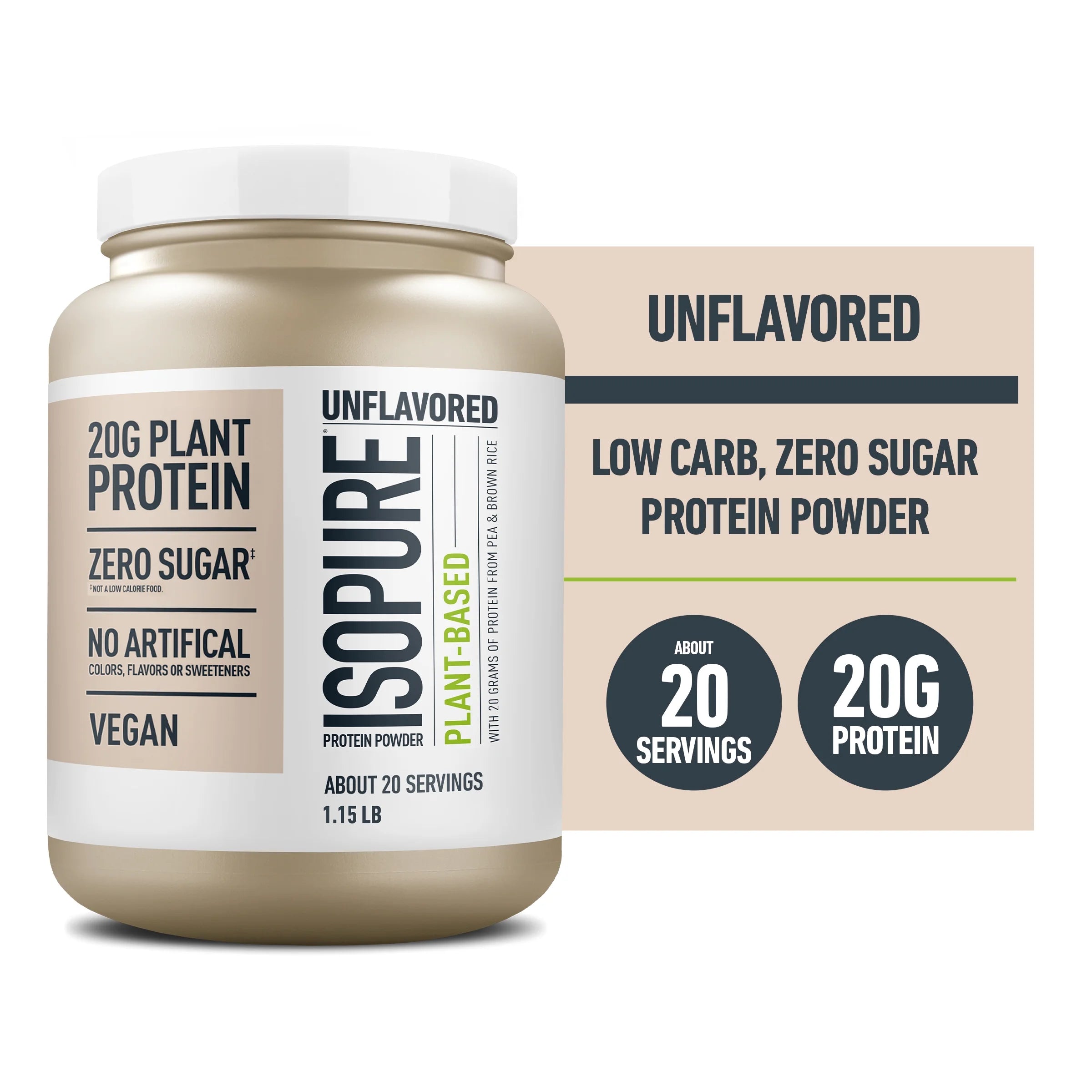 , Plant-Based Protein, 20 G Pea & Brown Rice Protein Powder, Unflavored, 1.15 Lb, about 20 Servings , Plant-Based Protein, 20 G Pea & Brown Rice Protein Powder, Unflavored, 1.15 Lb, about 20 Servings