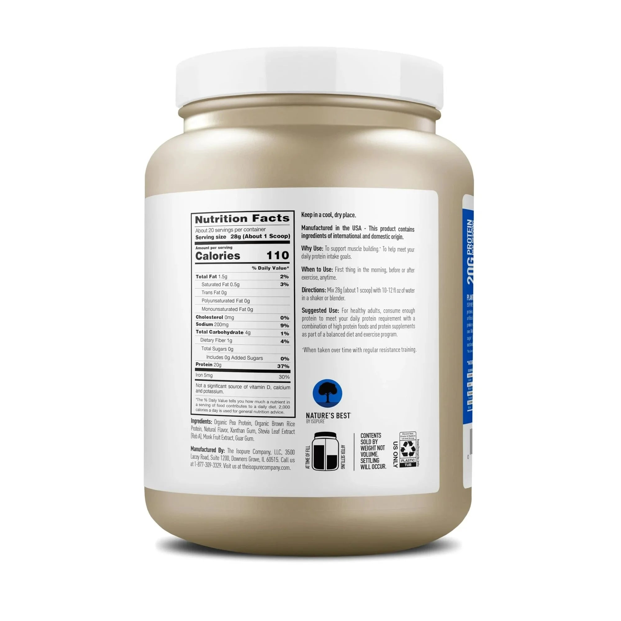 , Plant-Based Protein, 20G Pea & Brown Rice Protein Powder, Vanilla, 1.23 Lb , Plant-Based Protein, 20G Pea & Brown Rice Protein Powder, Vanilla, 1.23 Lb