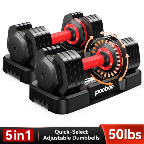 (1 Pair)  50Lbs Quick Select Adjustable Dumbbells for Home Gym 5 in 1 Free Weights 5/10/15/20/25Lb/50Lb Dumbbell with Anti-Slip Handle, Suitable for Home Gym Exercise Equipment (1 Pair)  50Lbs Quick Select Adjustable Dumbbells for Home Gym 5 in 1 Free Weights 5/10/15/20/25Lb/50Lb Dumbbell with Anti-Slip Handle, Suitable for Home Gym Exercise Equipment