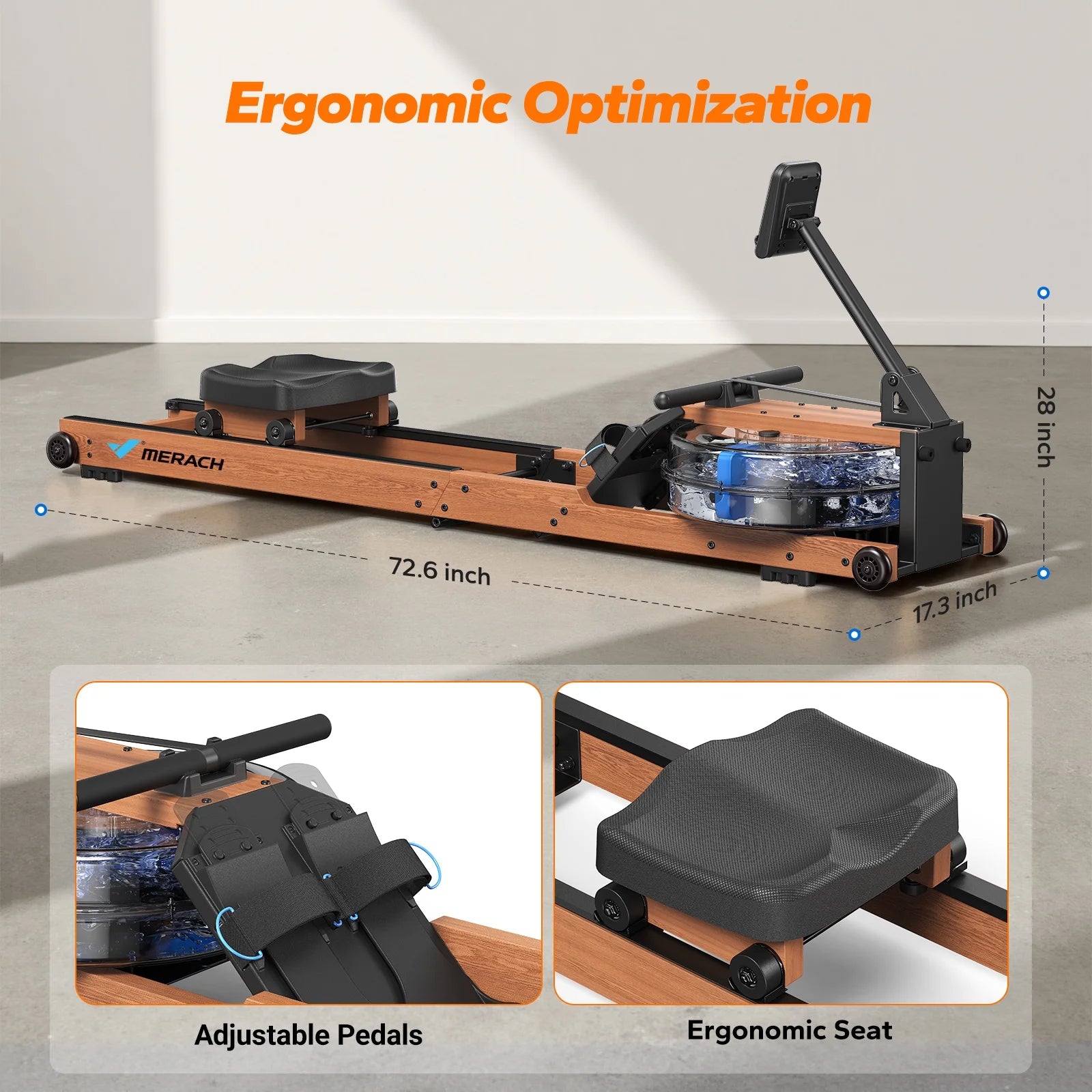 Water Rowing Machines for Home, Foldable Row Machine with 400LBS Weight Capacity, Dedicated Monitor and Comfortable Seat, Free  App for Immersive Water Rower Water Rowing Machines for Home, Foldable Row Machine with 400LBS Weight Capacity, Dedicated Monitor and Comfortable Seat, Free  App for Immersive Water Rower