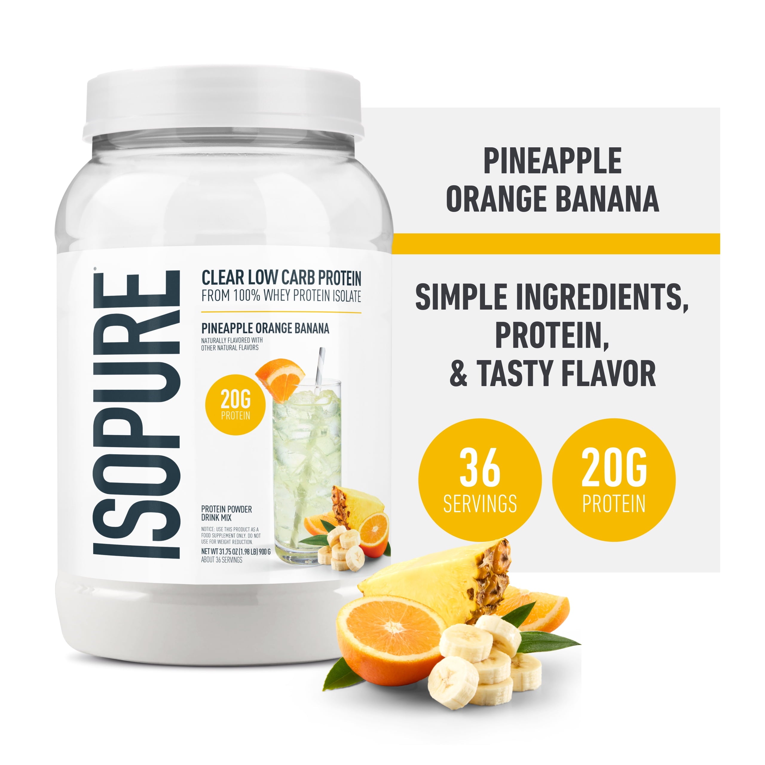 , Infusions 100% Whey Protein Isolate, 20 G Protein Powder, Pineapple Orange Banana, 1.98 Lb, 36 Servings , Infusions 100% Whey Protein Isolate, 20 G Protein Powder, Pineapple Orange Banana, 1.98 Lb, 36 Servings