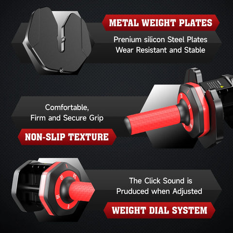 (1 Pair)  50Lbs Quick Select Adjustable Dumbbells for Home Gym 5 in 1 Free Weights 5/10/15/20/25Lb/50Lb Dumbbell with Anti-Slip Handle, Suitable for Home Gym Exercise Equipment (1 Pair)  50Lbs Quick Select Adjustable Dumbbells for Home Gym 5 in 1 Free Weights 5/10/15/20/25Lb/50Lb Dumbbell with Anti-Slip Handle, Suitable for Home Gym Exercise Equipment