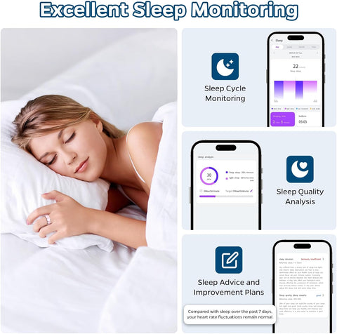Smart Ring Health Tracker, Sleep Tracker Ring with Heart Rate, Waterproof Fitness Ring for Activity Monitoring/Steps/Distance/Calories, Air Gestures, up to 7-Day Battery, for Ios Android (Black,#10) Smart Ring Health Tracker, Sleep Tracker Ring with Heart Rate, Waterproof Fitness Ring for Activity Monitoring/Steps/Distance/Calories, Air Gestures, up to 7-Day Battery, for Ios Android (Black,#10)