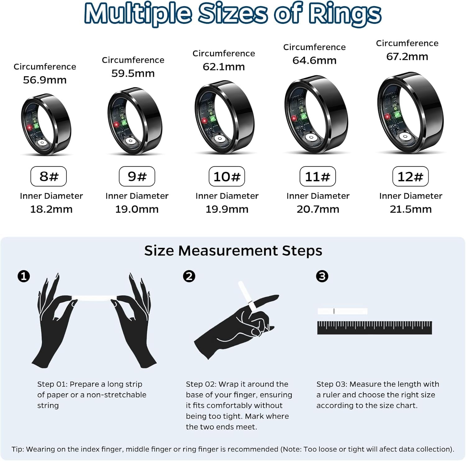 Smart Ring Health Tracker, Sleep Tracker Ring with Heart Rate, Waterproof Fitness Ring for Activity Monitoring/Steps/Distance/Calories, Air Gestures, up to 7-Day Battery, for Ios Android (Black,#10) Smart Ring Health Tracker, Sleep Tracker Ring with Heart Rate, Waterproof Fitness Ring for Activity Monitoring/Steps/Distance/Calories, Air Gestures, up to 7-Day Battery, for Ios Android (Black,#10)