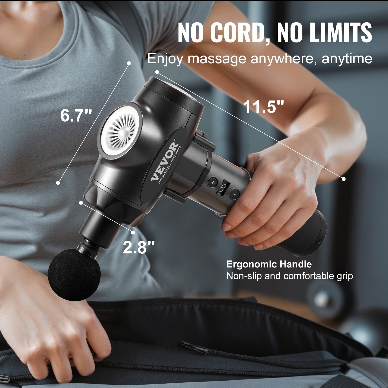 VEVOR Massage Gun Deep Tissue with 9 Speed Levels & 6 Massage Heads, 24V 2500Mah Batteries, Percussion Muscle Massager for Athletes, Handheld Electric Massage Gun for Pain Relief, Muscle Relaxation VEVOR Massage Gun Deep Tissue with 9 Speed Levels & 6 Massage Heads, 24V 2500Mah Batteries, Percussion Muscle Massager for Athletes, Handheld Electric Massage Gun for Pain Relief, Muscle Relaxation