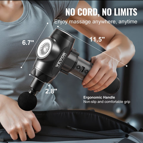 VEVOR Massage Gun Deep Tissue with 9 Speed Levels & 6 Massage Heads, 24V 2500Mah Batteries, Percussion Muscle Massager for Athletes, Handheld Electric Massage Gun for Pain Relief, Muscle Relaxation VEVOR Massage Gun Deep Tissue with 9 Speed Levels & 6 Massage Heads, 24V 2500Mah Batteries, Percussion Muscle Massager for Athletes, Handheld Electric Massage Gun for Pain Relief, Muscle Relaxation