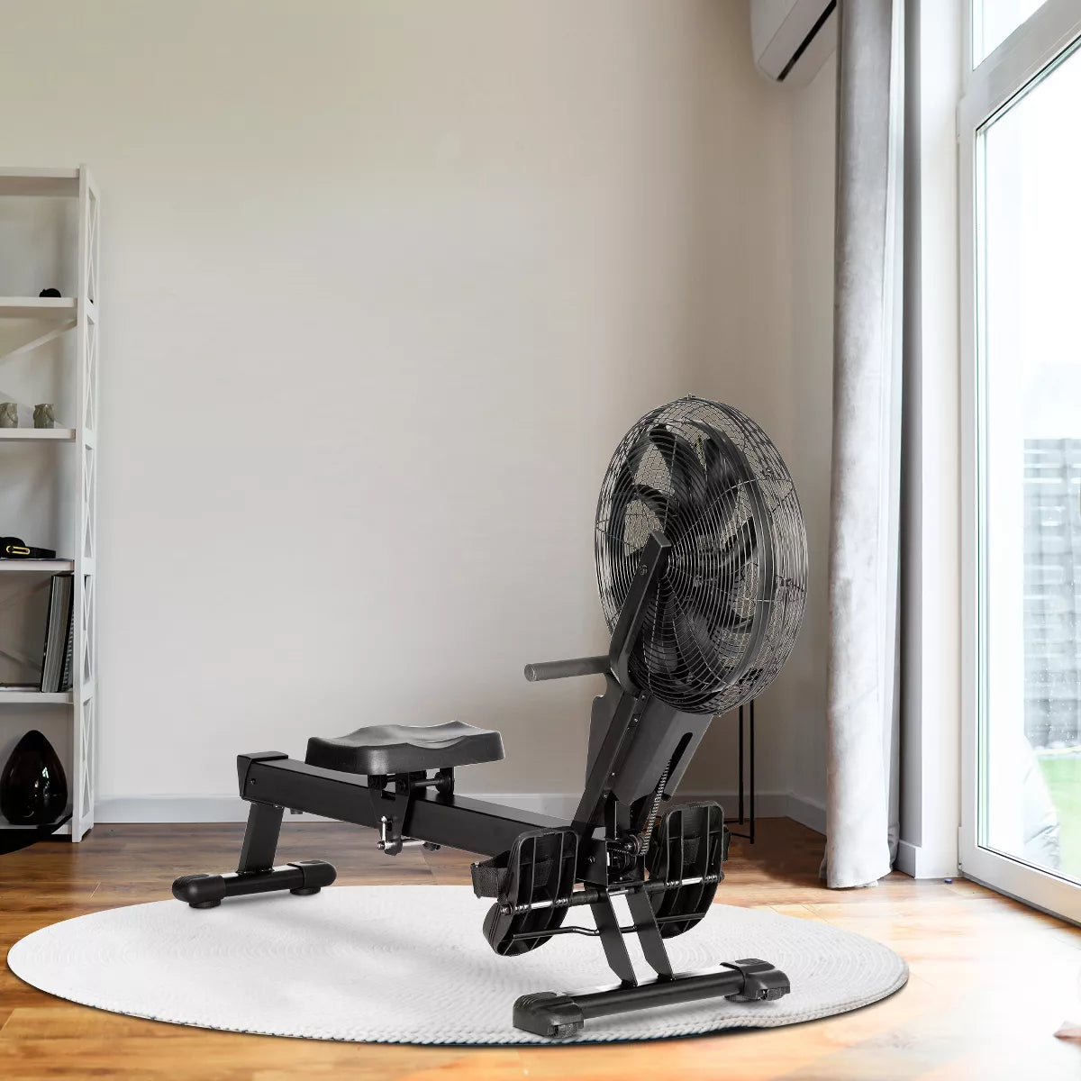 Soozier Air Rowing Machine, Foldable Rower with Digital Monitor & Steel Frame for Gym or Home Use