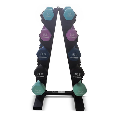 2, 3, 5, 8, & 10 Lb Neoprene Dumbbell Weight Set W/ Rack, Pastel