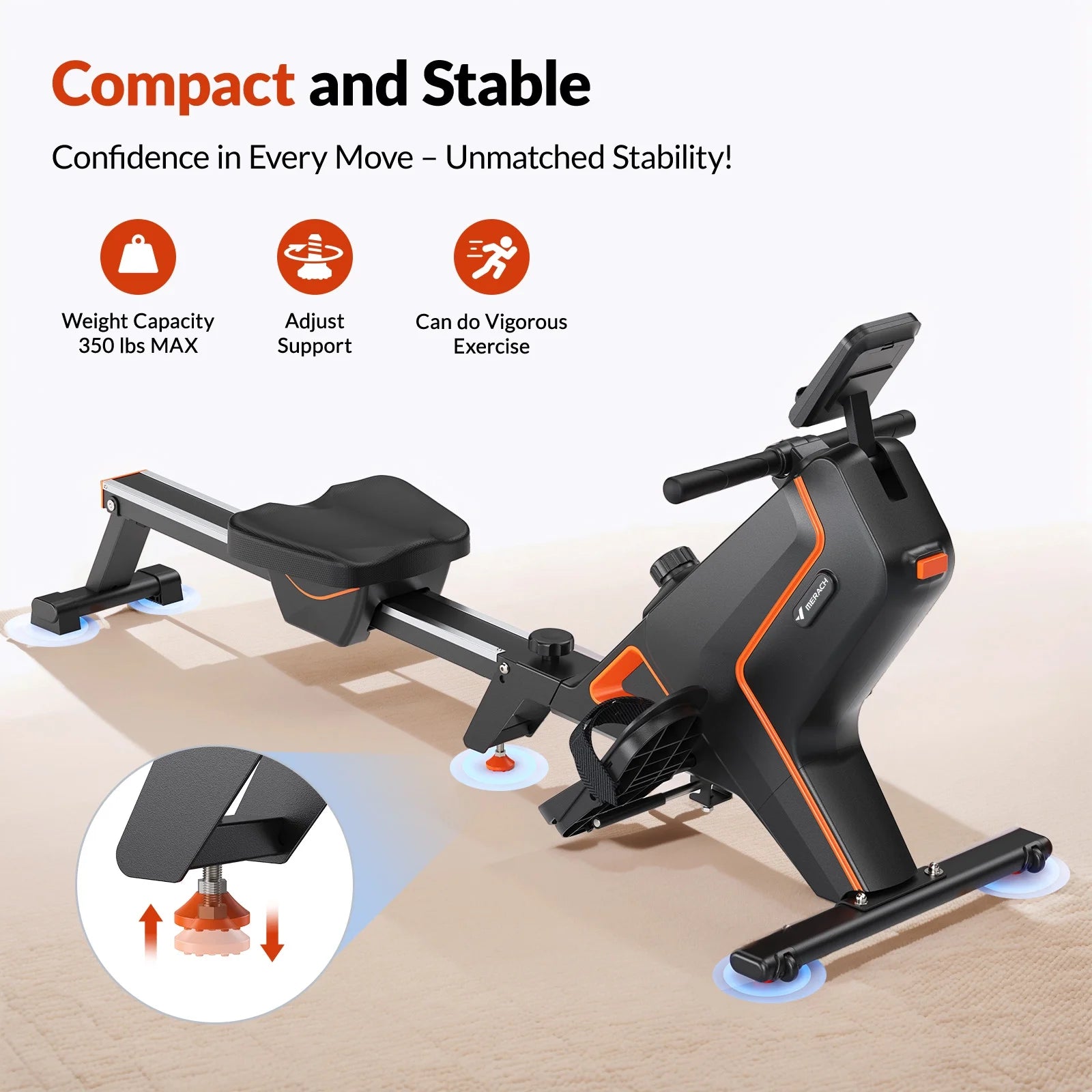 Indoor Magnetic Resistance Rowing Machine, Foldable, 350Lbs Capacity, 16 Levels, Bluetooth Compatible Quiet Workout Cardio & Full-Body Training