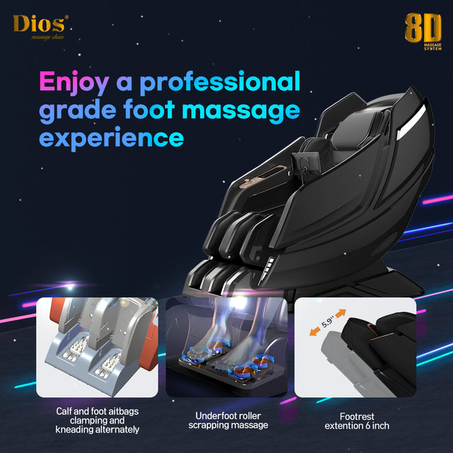Dios-1288 8D Massage Chair with Dual Air Compression, SL-Track & Brain Relaxation Therapy