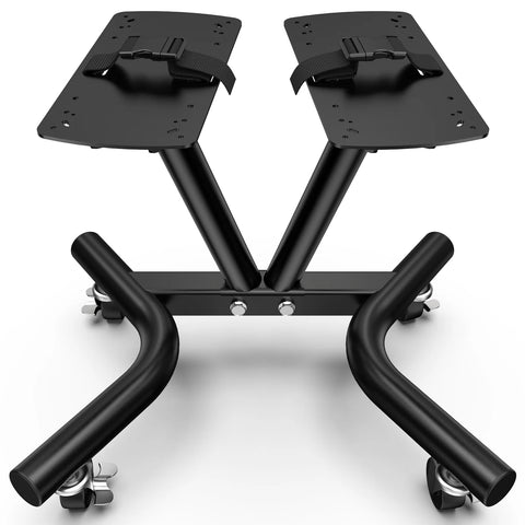 Dumbbell Rack Adjustable Dumbbell Stand with Lockable Wheels, Weight Rack with Safety Belt Dumbbell Storage Stand Holder for Home Gym