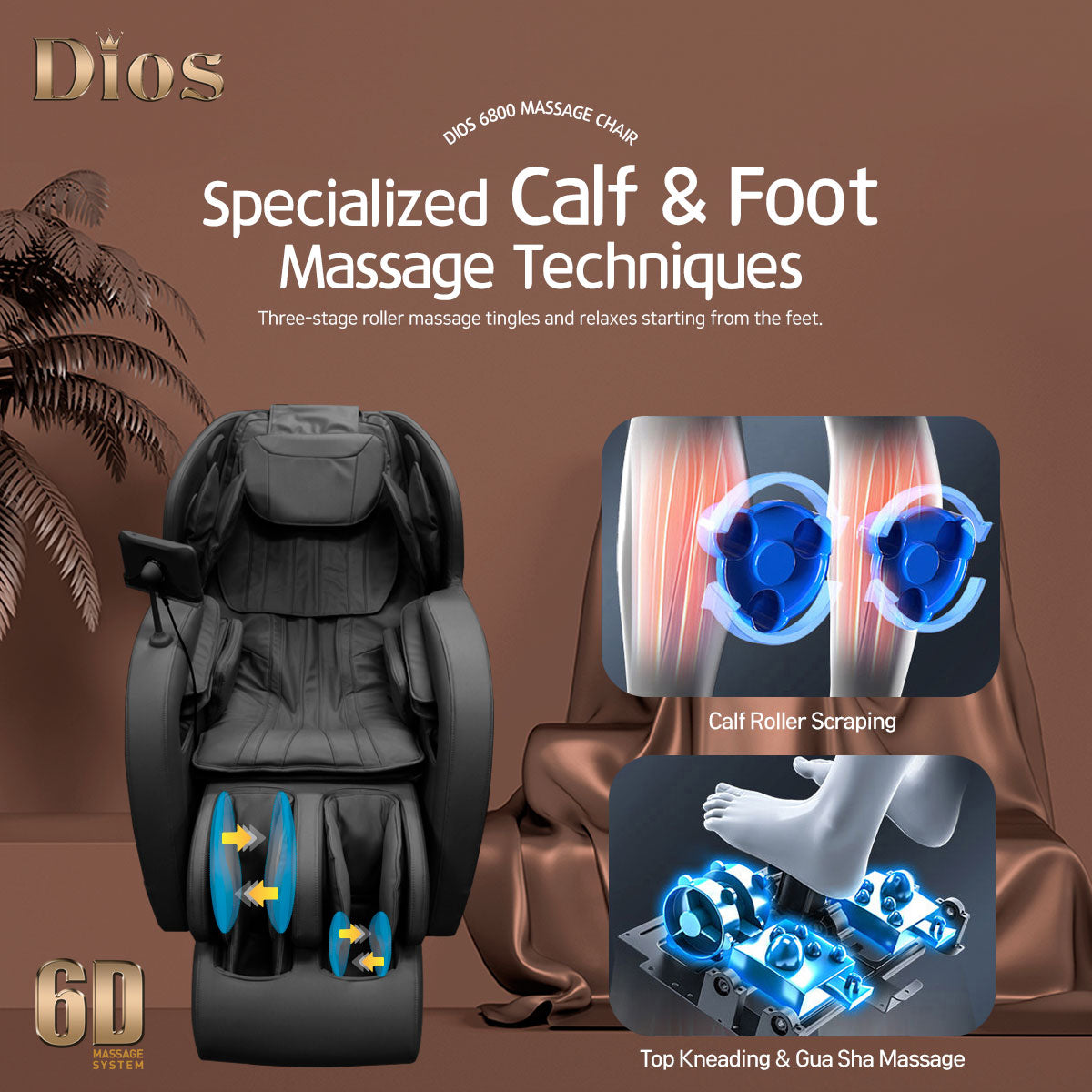 Dios 6800 6D Dual-Core Massage Chair – SL-Track Full-Body Zero Gravity & Air Roller Therapy Recliner