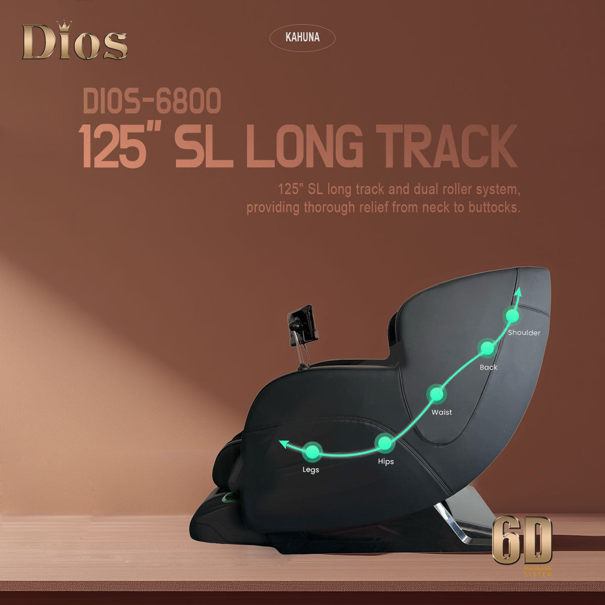 Dios 6800 6D Dual-Core Massage Chair – SL-Track Full-Body Zero Gravity & Air Roller Therapy Recliner